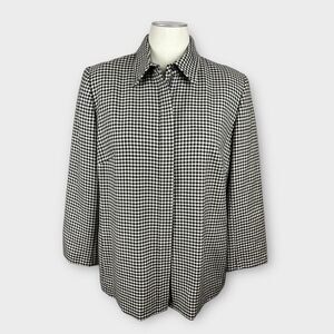 Lauren Ralph Lauren 100% Wool Blazer Jacket‎ Sz 18W Houndstooth Equestrian Zip